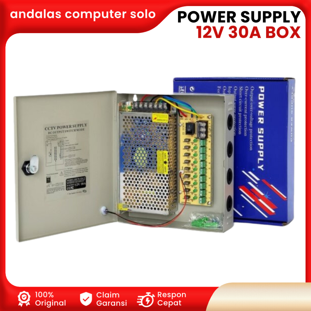 POWER SUPPLY PSU CCTV 12V 30A BOX SWITCHING PSU CCTV