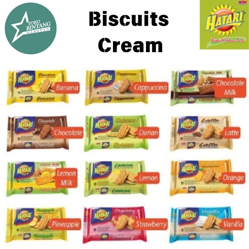 

Hatari Biskuit Cream Chocolate/Durian/Nenas/Vanilla/Strawberry 200gr