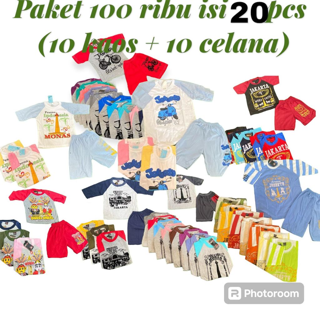 PAKET KAOS 100 ribu ISI 20 (10 kaos + 10 celana)