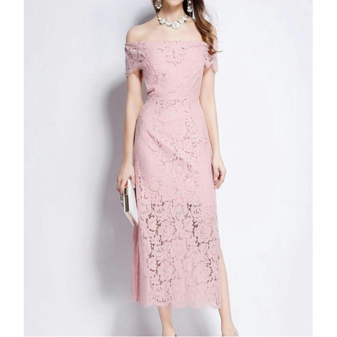 Chiobushop - Tasyana Dress Brukat Sabrina  Party Bridesmaid Kondangan Pesta Dress Wanita