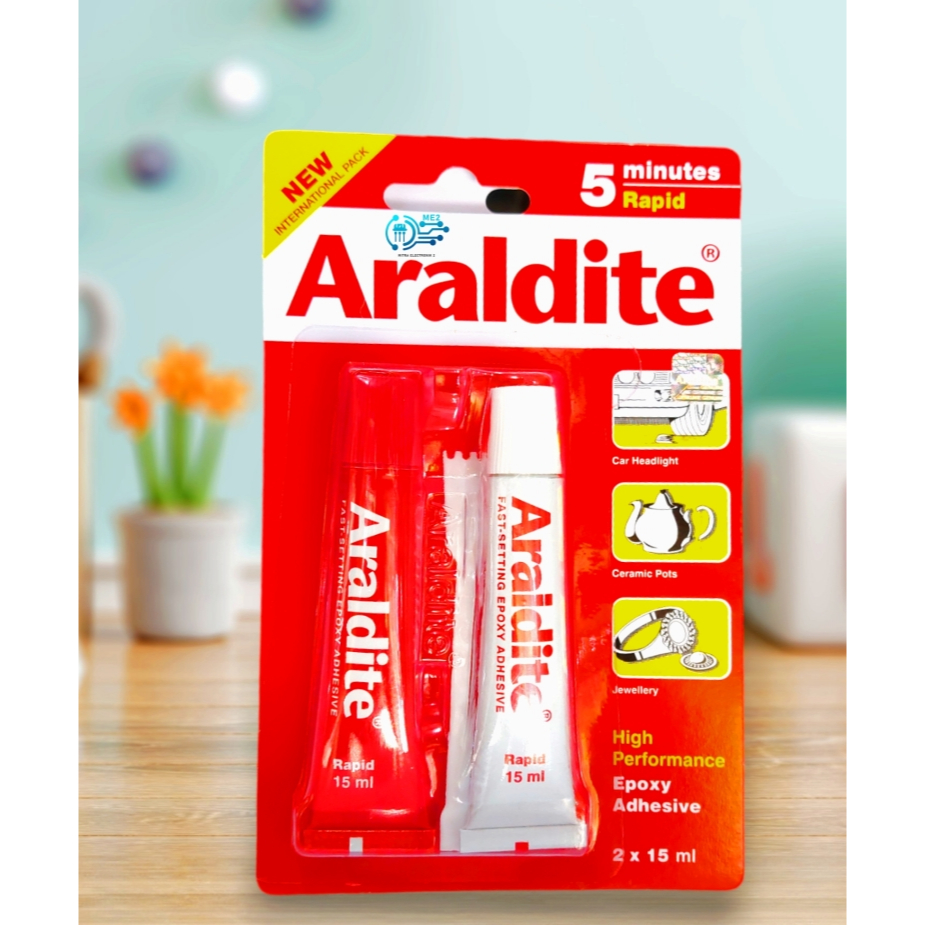 

Lem Epoxy Besi Rapid Cepat 5 menit Araldite merah Original Lem Spull Speaker