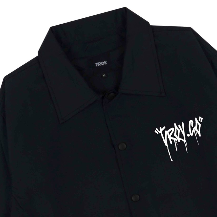 Troy Company Coach Jacket Black Quotation - Jaket Pria Windbreaker Hitam WNN 2655