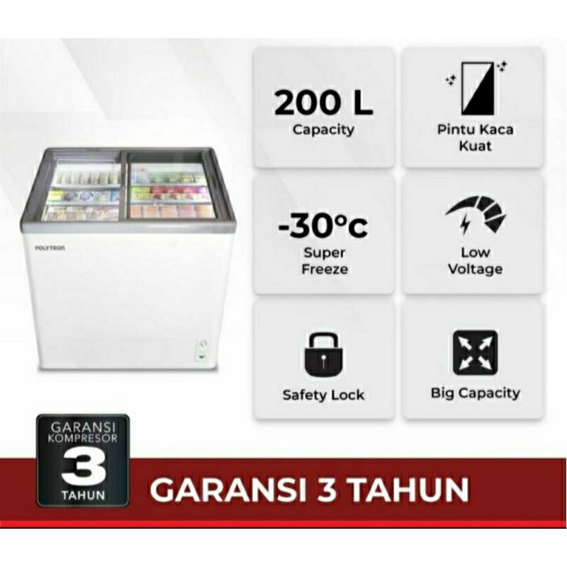 Polytron PFC229 freezer box tutup kaca