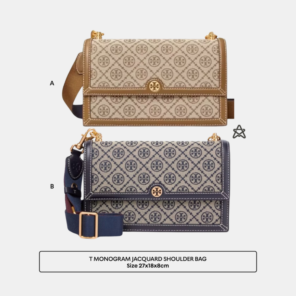 TB T MONOGRAM JACQUARD SHOULDER BAG