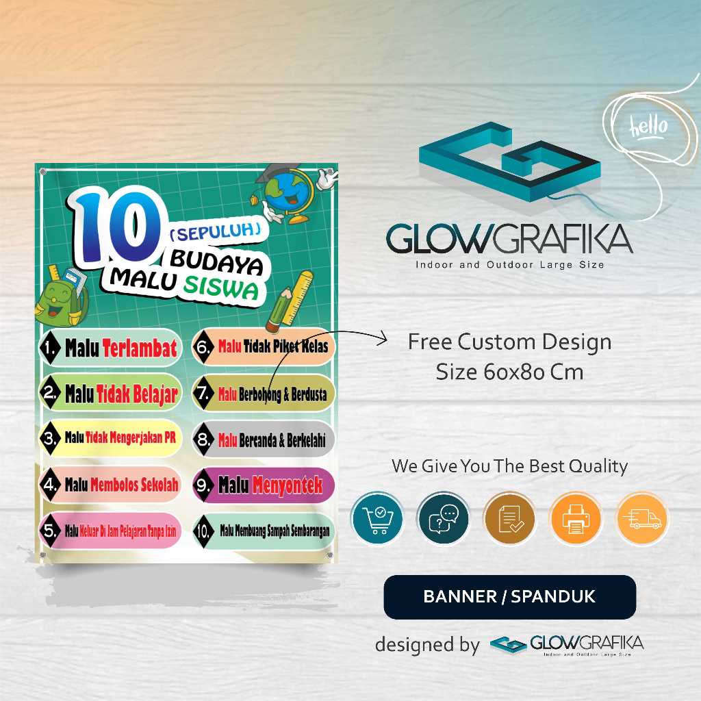 Cetak Spanduk 10 Budaya Malu Siswa Free Design