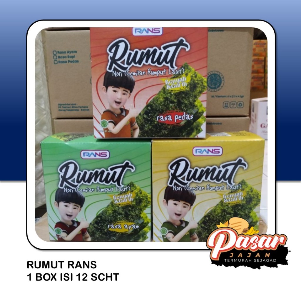 

Cemilan Rumput Laut Rumut 1 Box Isi 12