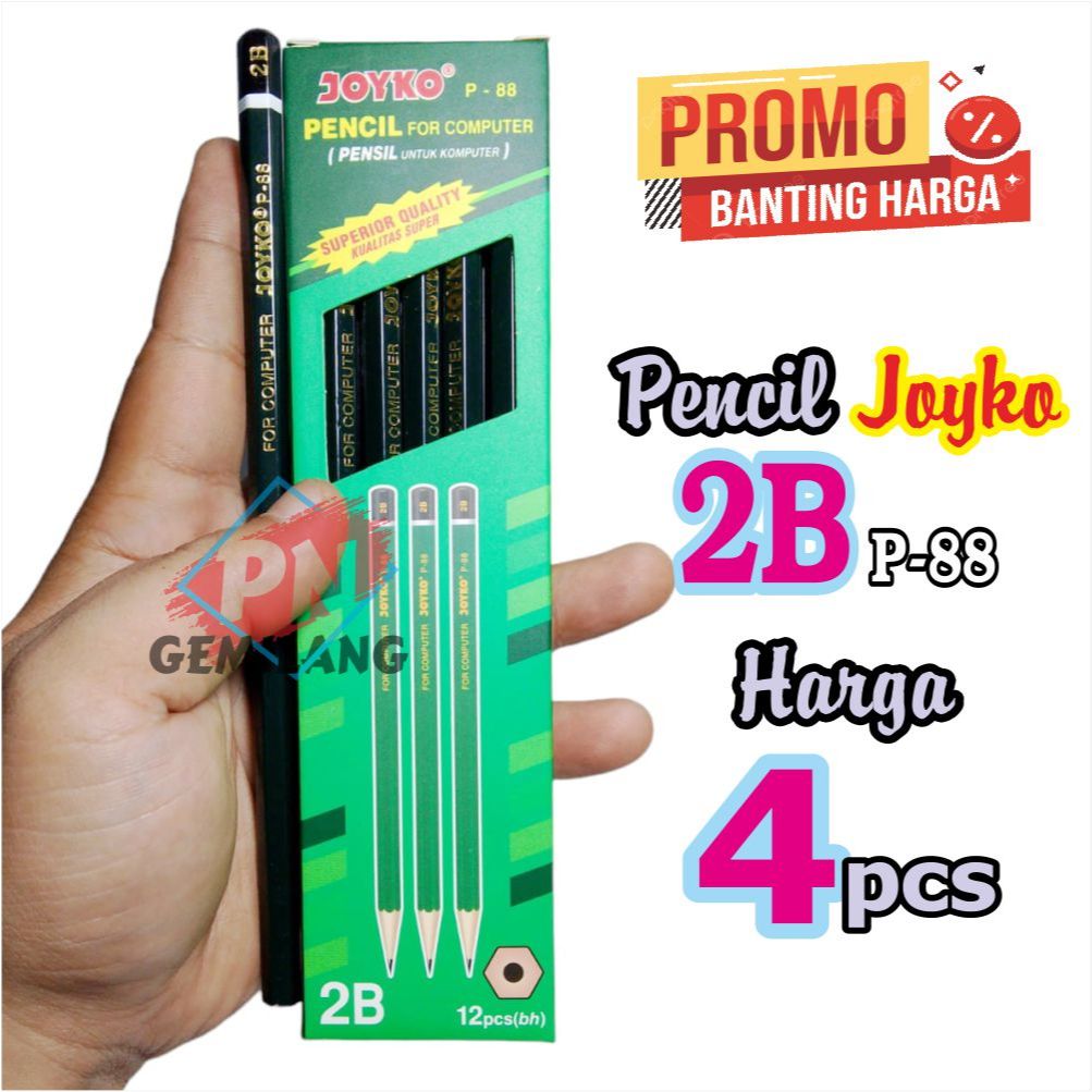 

PROMO MURAH PENSIL 2B PENSIL JOYKO P-88 2B PENCIL JOYKO 2B HARGA UNTUK 4 PCS