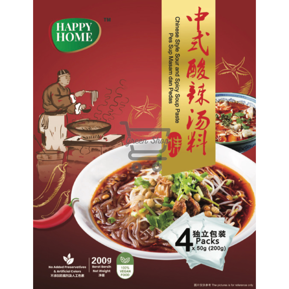

HAPPY HOME Vegetarian Chinese Style Sour and Spicy Soup Paste / Pes Sup Asam Pedas Vegetarian
