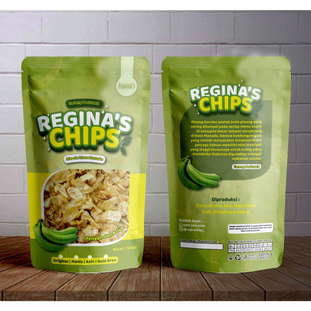 

Regina's Chips Keripik Pisang Goroho Rasa Asin 100gr - Ole Ole Khas Manado