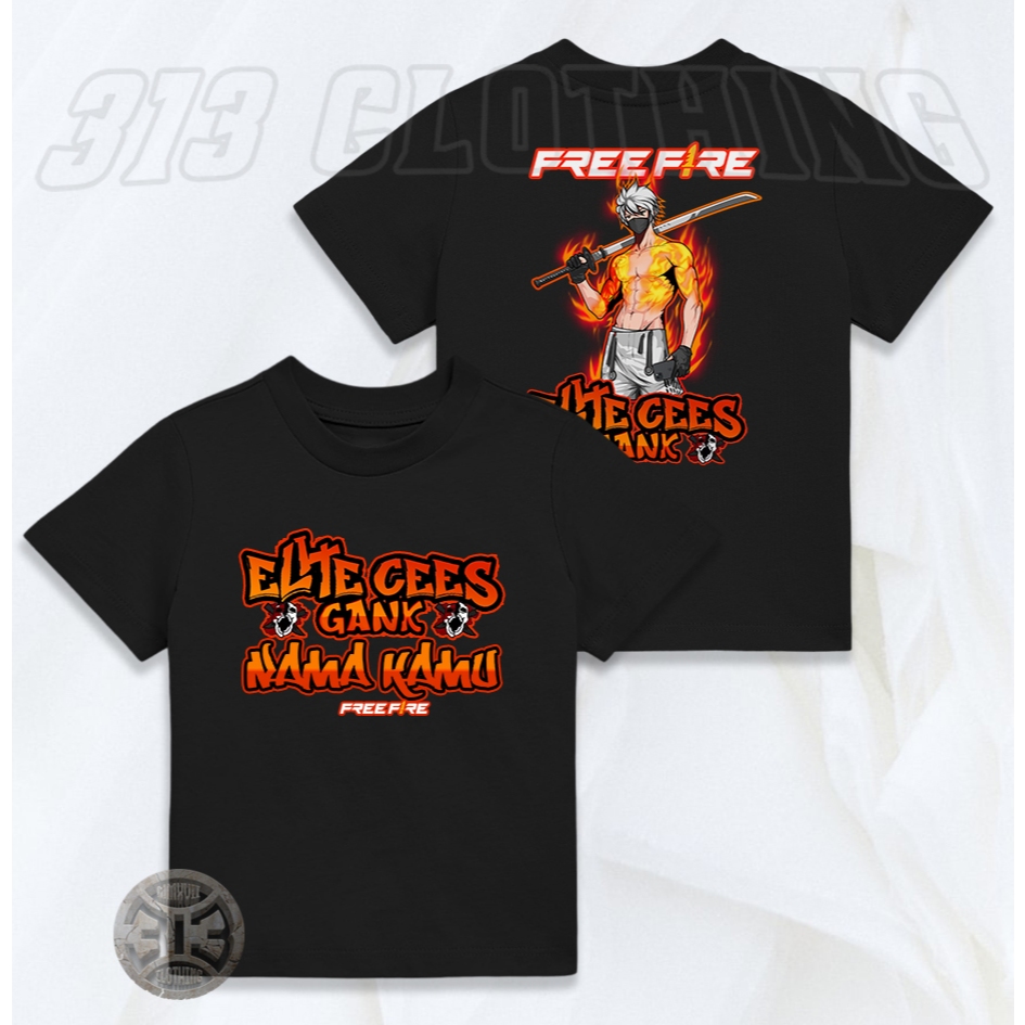Kaos Anak Free Fire FF Elite Cees Gang Katana Skin / Atasan Baju Anak FF Char Katana Elit Cees Grati