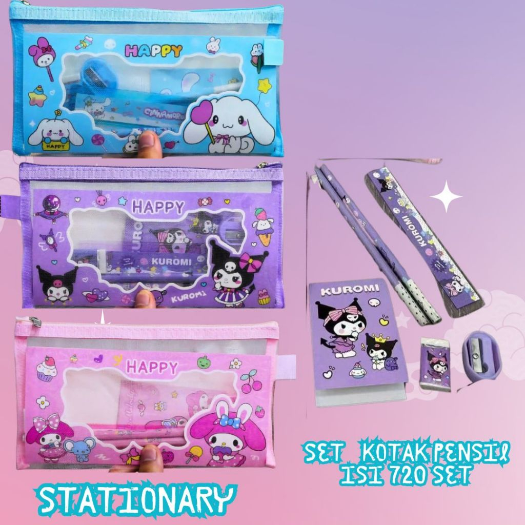 

set kotak pensil kuromi and friend lucu