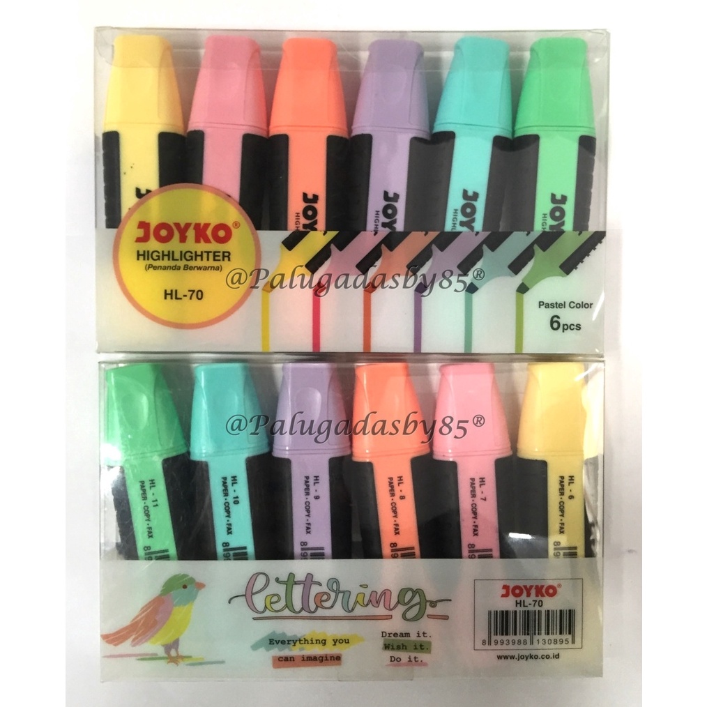 

KODE K43Z Highlighter Joyko HL7 1 Set Isi 6 Pcs 6 Warna Pastel Highlighter Penanda Berwarna Joyko HL7 Pastel Color 1 Set 6 Pcs
