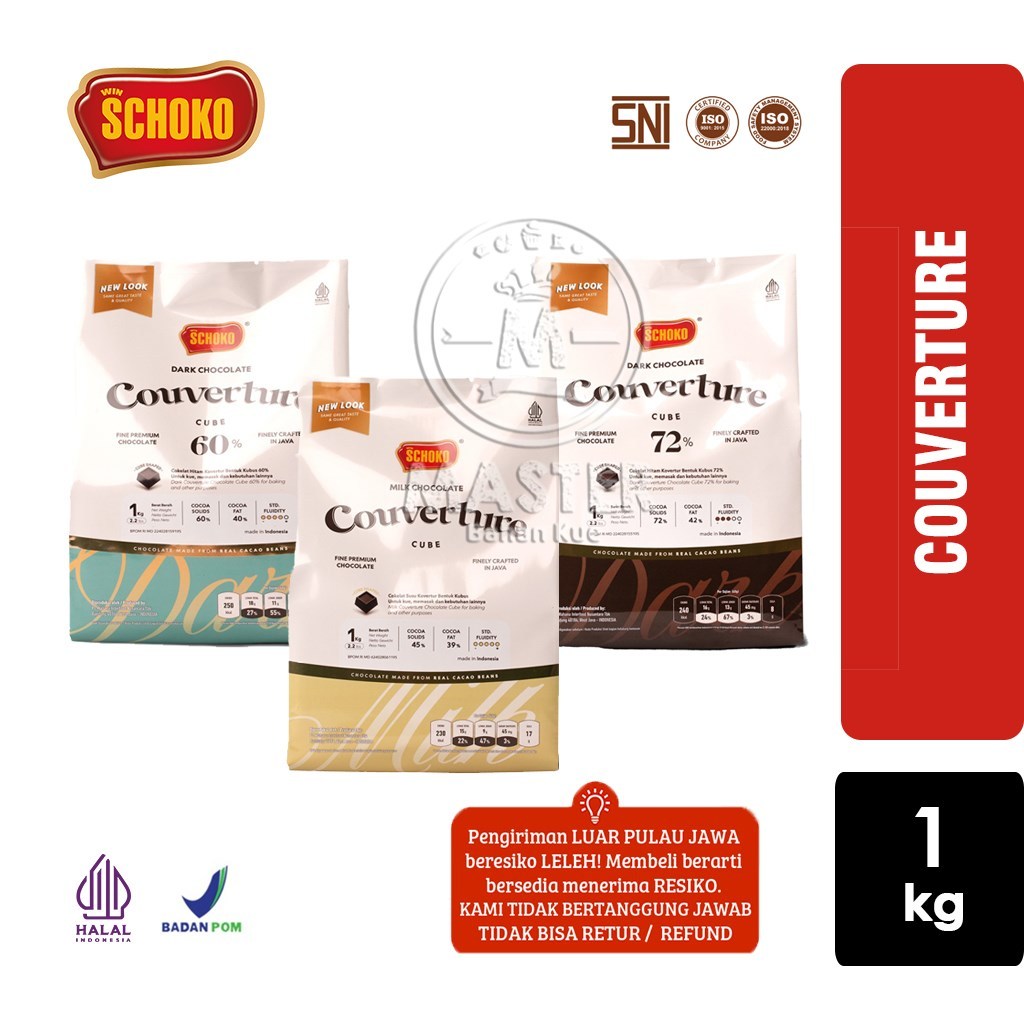 

SCHOKO Couverture Cube Chocolate Coklat Kovertur Bentuk Kubus Dadu [Asli 1Kg+Ice Gel]