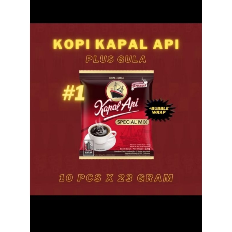 

KAPAL API 10x23 gram kopi kapal api plus gula (10 Sache, 23 gram) 1 renceng