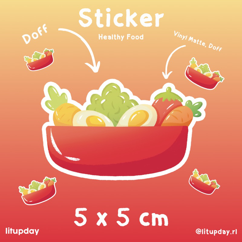 

Cute Sticker Healthy Food Die Cut (isi 5 sticker)