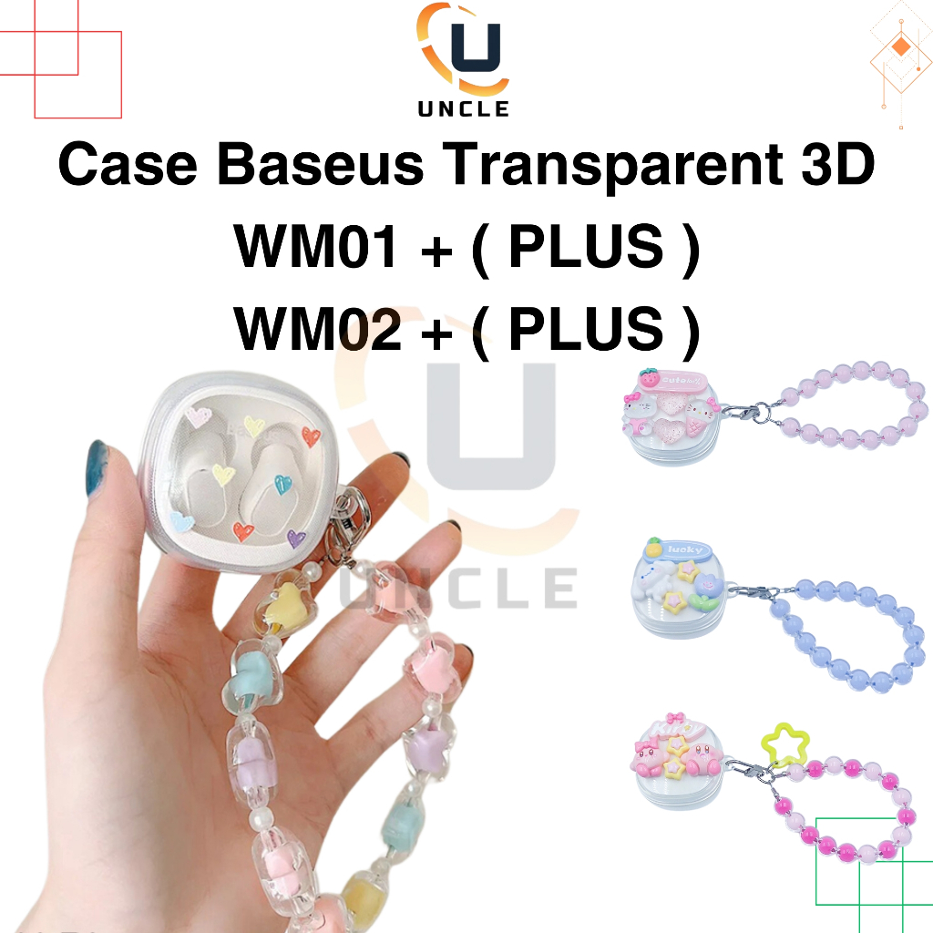 Case Baseus WM01+ / WM02+ / WM01 Plus / WM02 Plus Soft Case Tpu Transparan Cute Cartoon Anti Slip Co