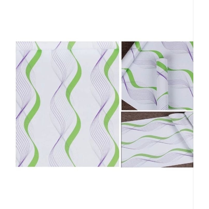 WALLPAPER DINDING MURAH, WALLPAPER DINDING MOTIF SALUR GLOMBANG HIJAU