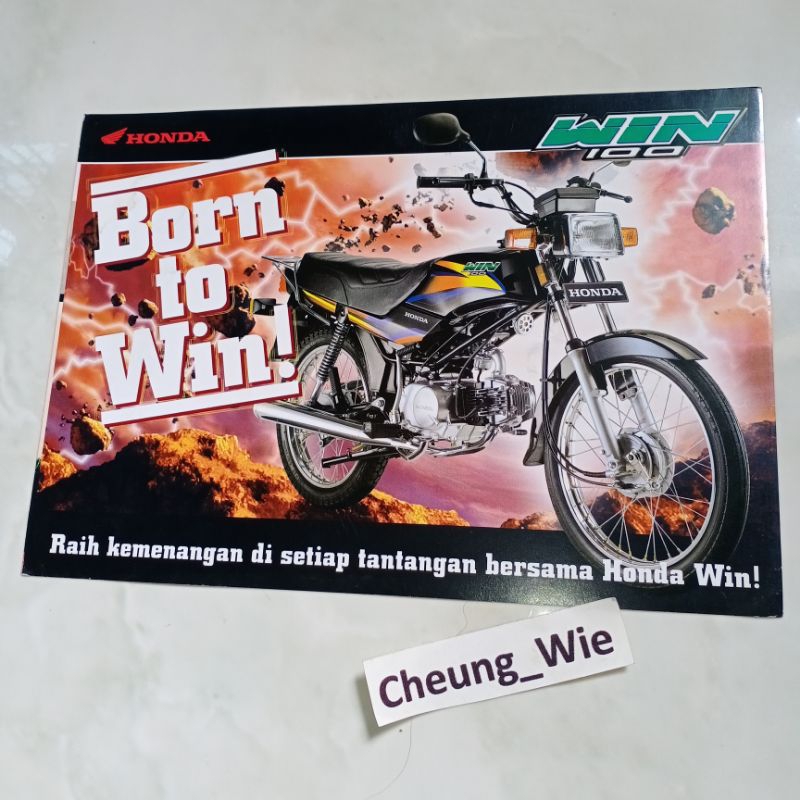 Poster Jadul Antik Brosur Leaflet Honda New win 100 AHM ori dealer