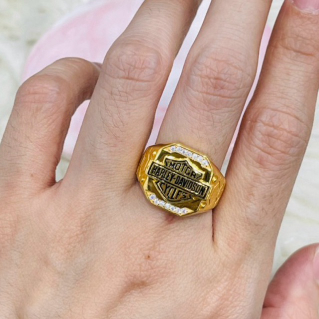 Cincin pria cincin cowo tulisan AD uk 18 mewah elegant emas asli kadar 700