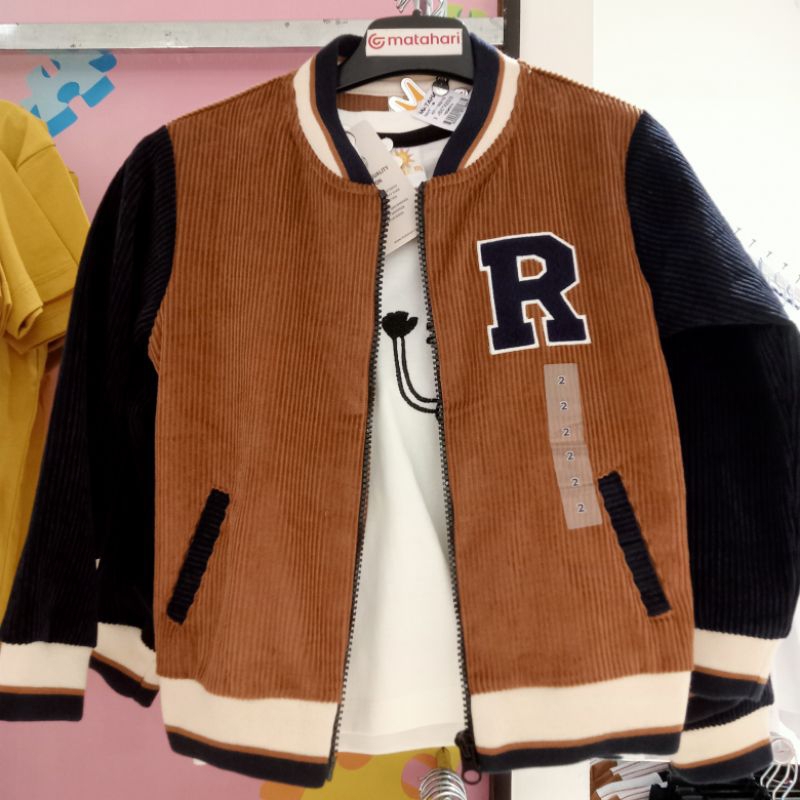 LITTLE M Jaket Anak Laki-laki Corduroy Varsity Usia 2 - 6 tahun