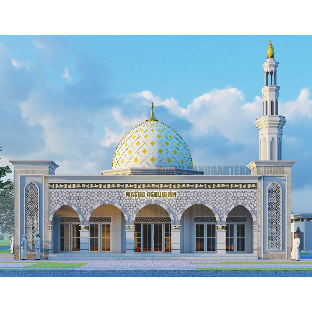 GAMBAR KERJA DESAIN MASJID 19x19 METER ( SUDAH TERMASUK TERAS )