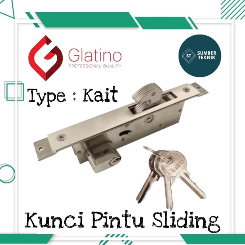 GLATINO Kunci Pintu Alumunium Kaca Sliding Geser Swing Model Kait