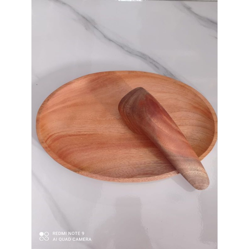 cobek kayu/cobek oval/cobek kayu mahoni 20×30cm set uleg-uleg