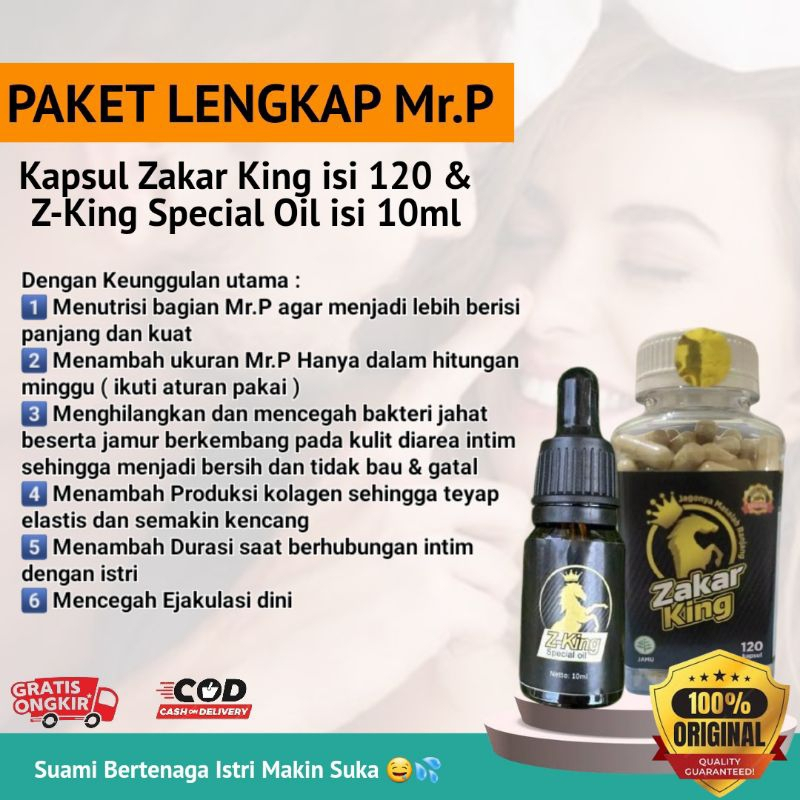 ZAKAR KING KAPSUL ORIGINAL ISI 120 + ZAKAR KING OLES (Z-KING SPECIAL OIL) 100% HERBAL PREMIUM