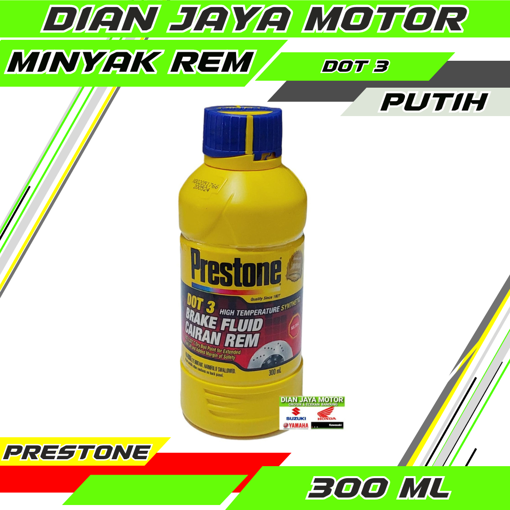 Prestone Brake Fluid DOT 3 Putih 300 ML Oli rem Minyak rem preston Hightemp Minyak rem motor mobil  