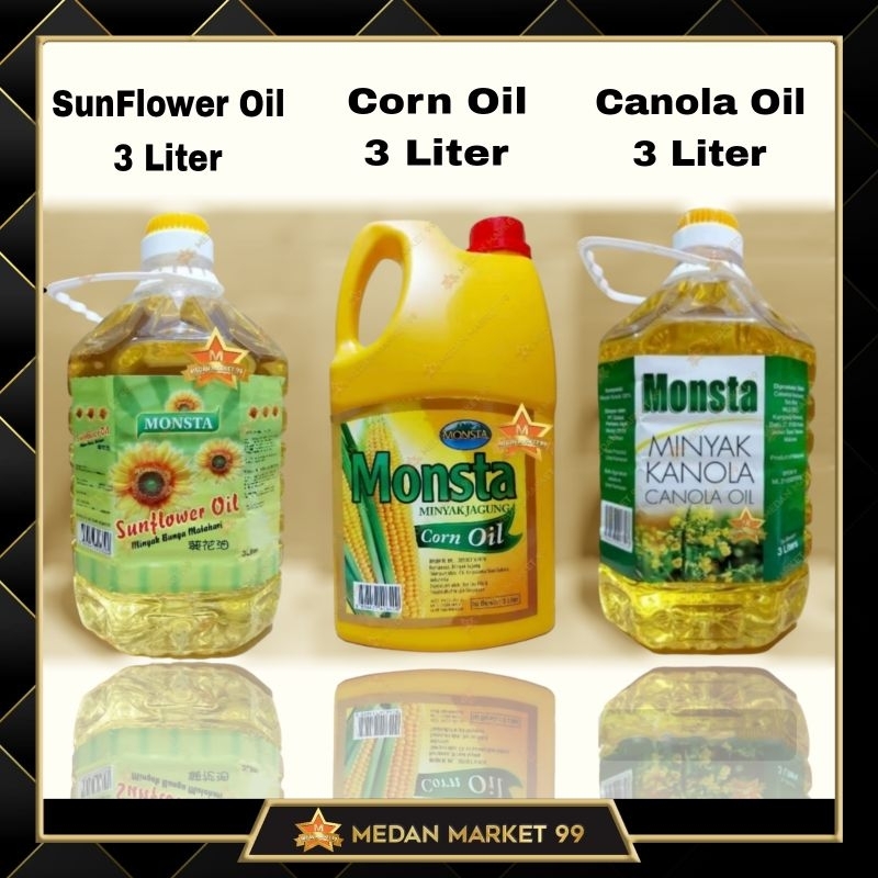 MONSTA MINYAK GORENG KANOLA 3L/ CORN OIL 3L/ SUNFLOWER OIL 3L | KANOLA/ CANOLA OIL/ SUN FLOWER OIL/ 