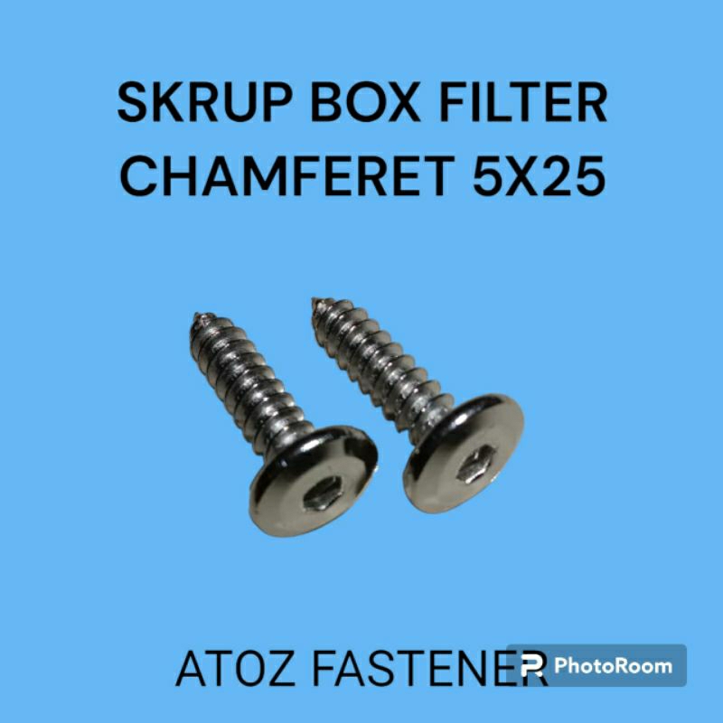 SKRUP BOX FILTER 5 X 25 CHAMFERET STAINLESS STEEL. Kunci L3
