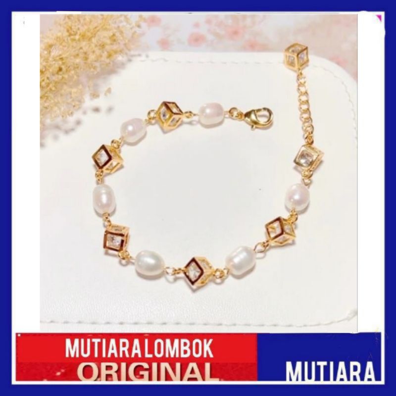 gelang mutiara lombok asli mutiara tawar perhiasan gelang tangan wanita jewellery pearl necklace ori