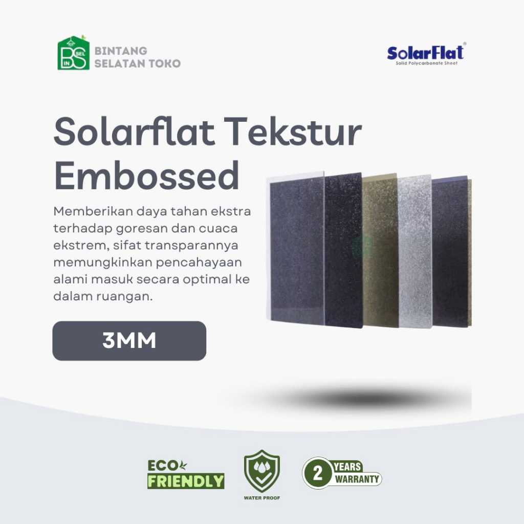 SOLARFLAT 3mm TEKSTUR EMBOSSED FIBER POLYCARBONATE PER METER