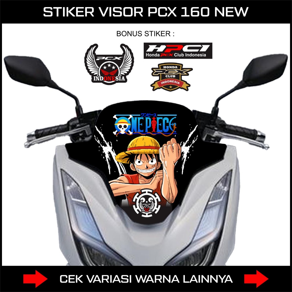 Stiker PCX 160 Winshield Tameng Sticker Visor Variasi ONE PIECE / Sticker Decal Visor Honda Pcx 160