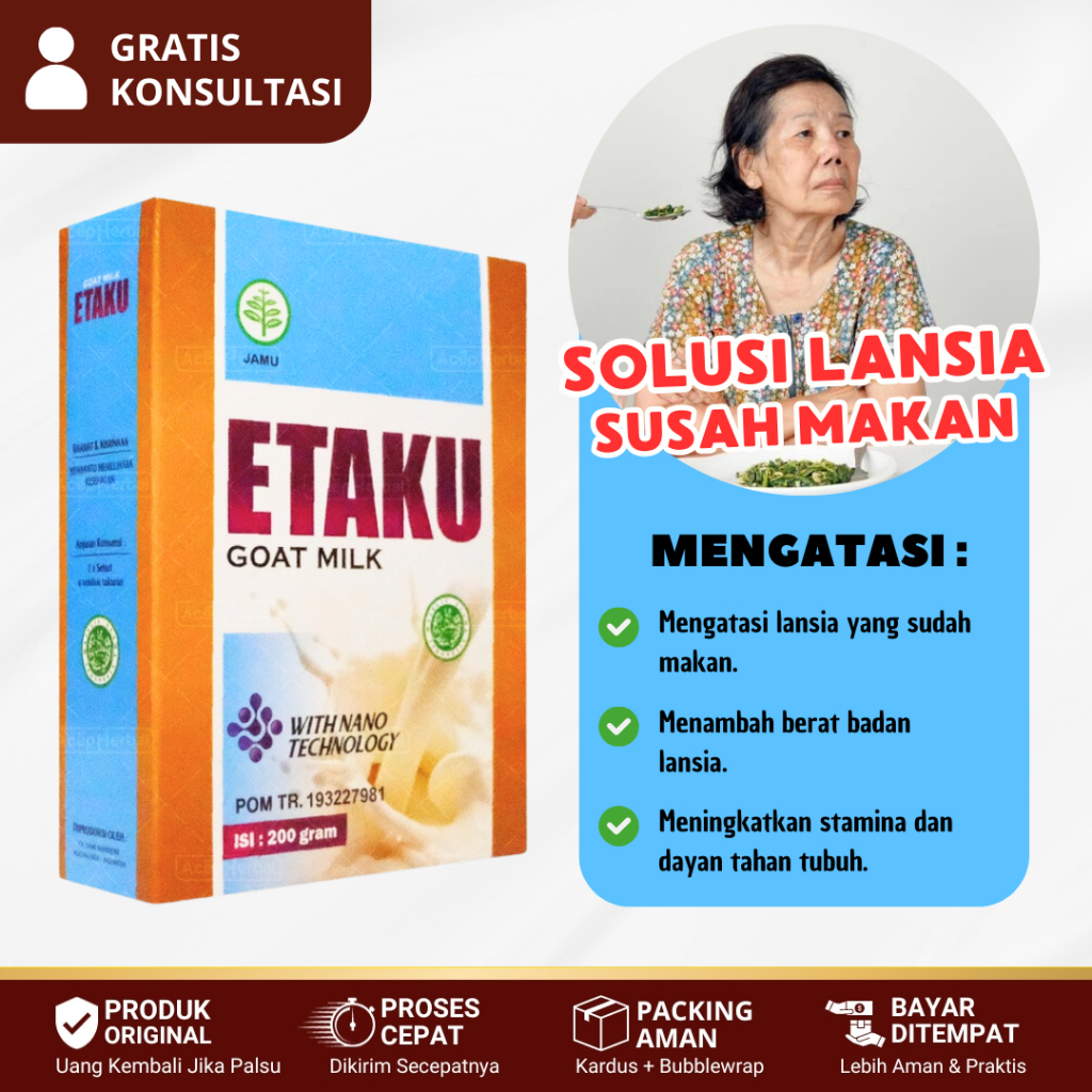 Susu Penambah Nafsu Makan Lansia, Nutrisi Lansia, Susu Lansia Penambah Berat Badan - Etaku Goat Milk
