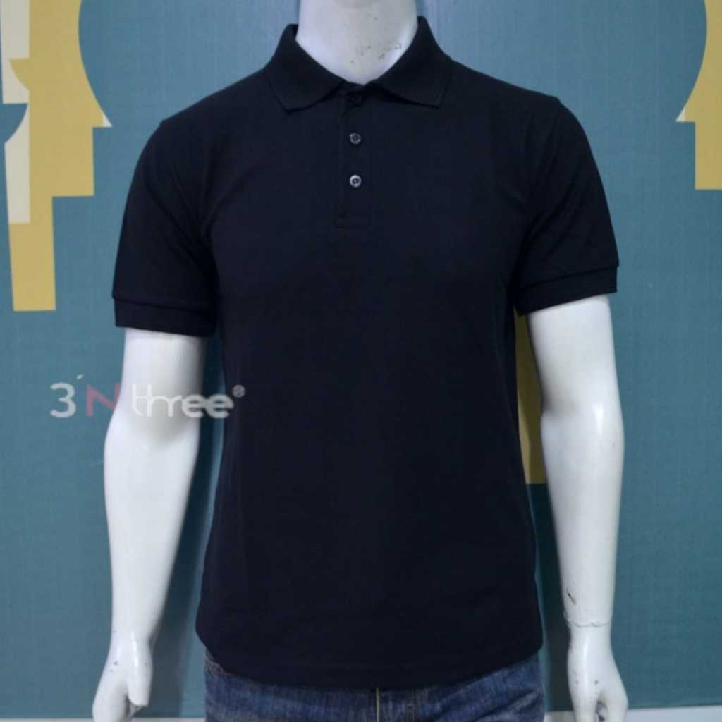 3'NTHREE WANGKI LACOST POLOS PRIA TANPA KANTONG HITAM / POLO SHIRT