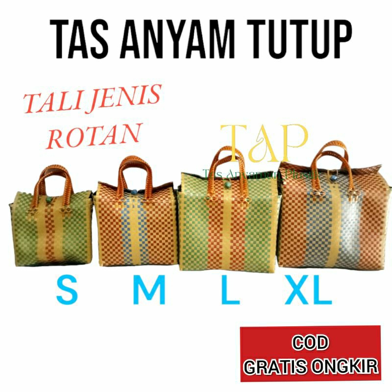 Tas Anyaman Plastik Tutup Besar Jumbo Pakai Tutup Dan Kancing