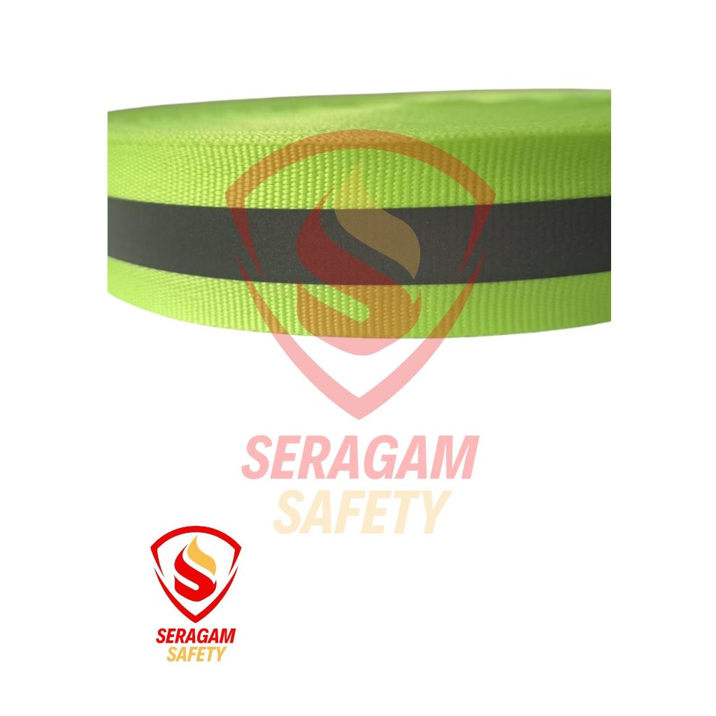 Webbing Pita Skotlet YELLOW LIME 1 Strip Ukuran 2,5 cm permeter/Webbing Scotchlite/Webbing Reflectiv