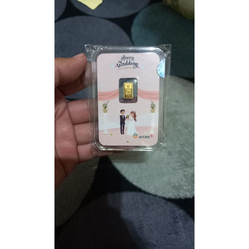 Emas Antam 0,5 Gram Wedding Edition Original