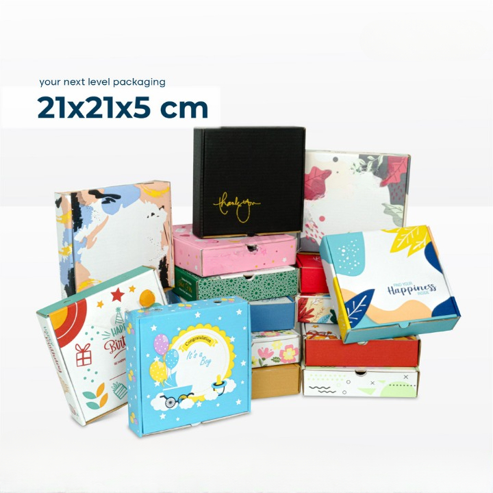 

(10 pcs) Kardus Packaging Hijab Baju Dus Hampers 21x21x5cm Box Kotak Kado