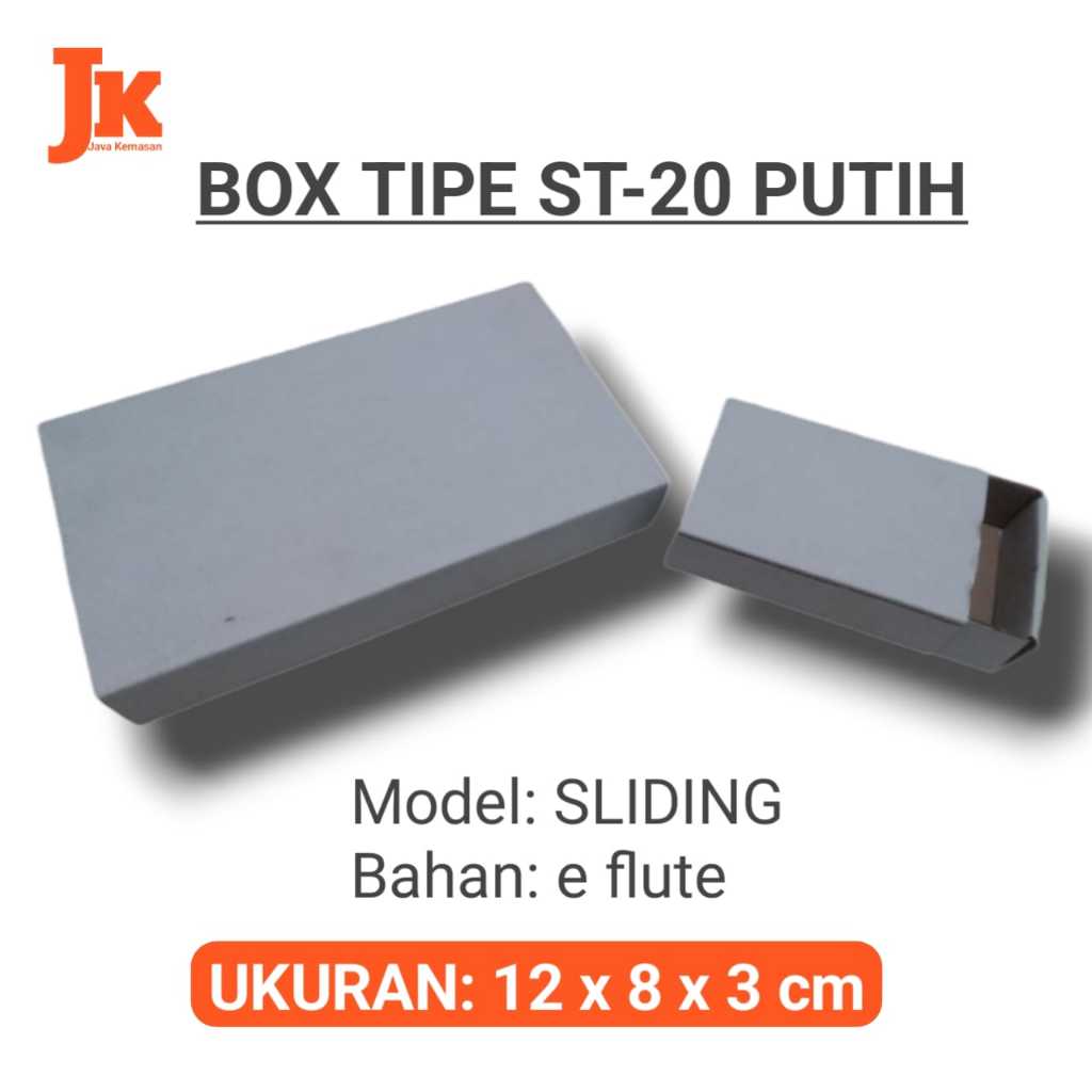 

KARDUS ST-20 PUTIH KOTAK BOX KARTON CORRUGATED SLIDING PUTIH KECIL POLOS TEBAL PACKING BAJU PAKET ACSESORIS SOUVENIR
