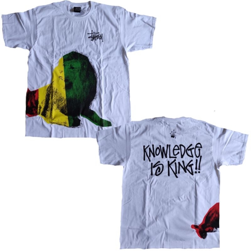 Jual Vintage stussy king lion tshirt KNOWLEDGE is  KING build up tanpa jahitan samping