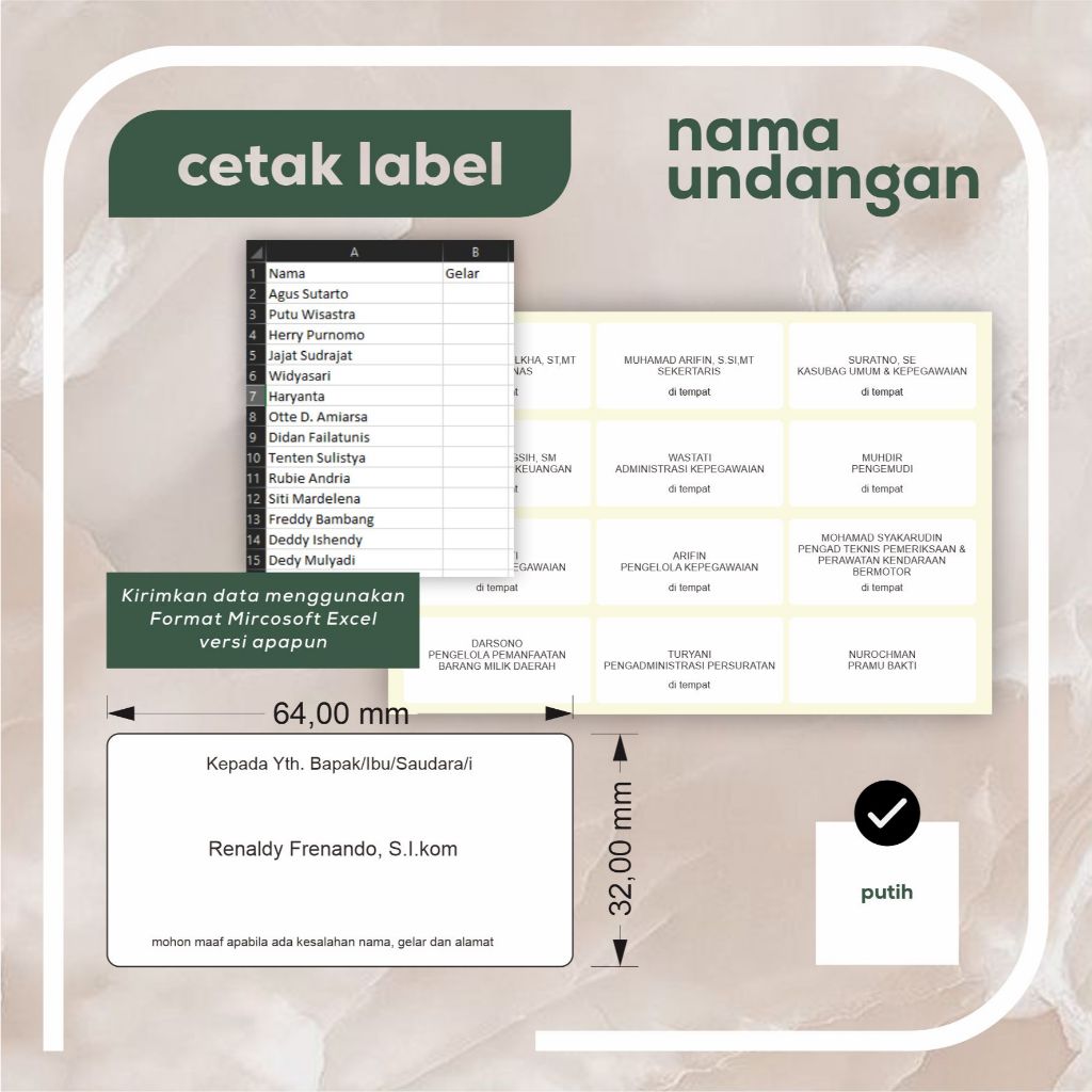 

Cetak label nama tamu undangan