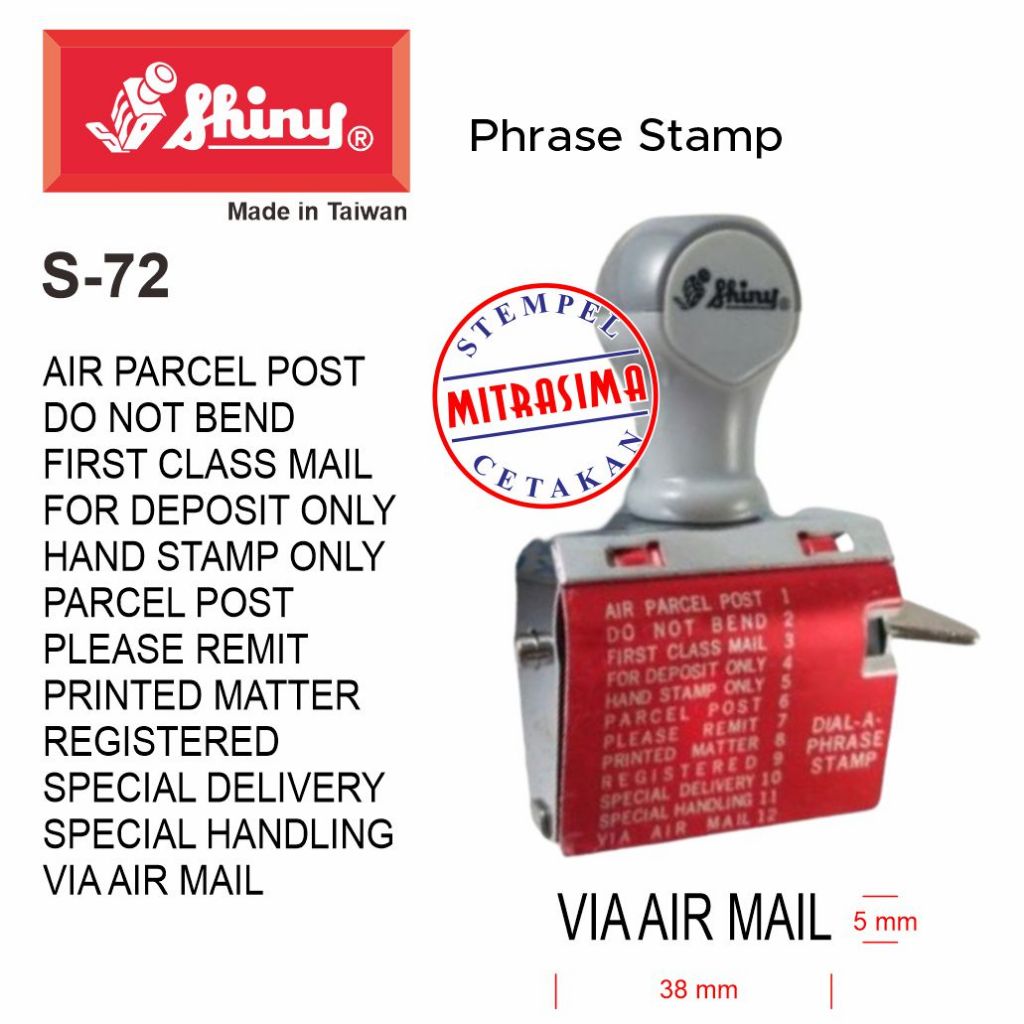 

Stempel Shiny S-72 ( phrase office stamp aneka tulisan S72 Tipe S 72 )