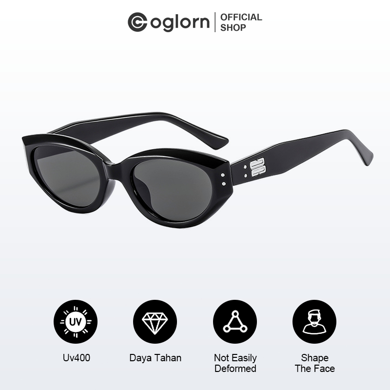 Coglorn Kacamata Cat Eye Hitam Bingkai Fashion Korea Penuh Selebriti Berpose Putih Kuku Mata Kucing
