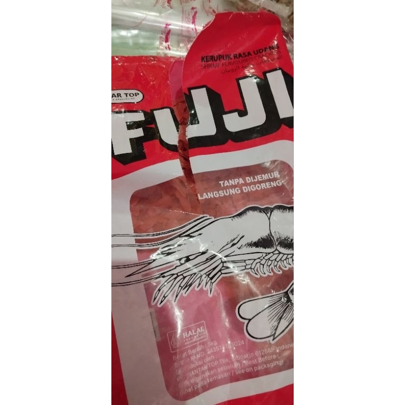 

Repack 1kg kerupuk udang bentuk ikan fuji rasa rekomended