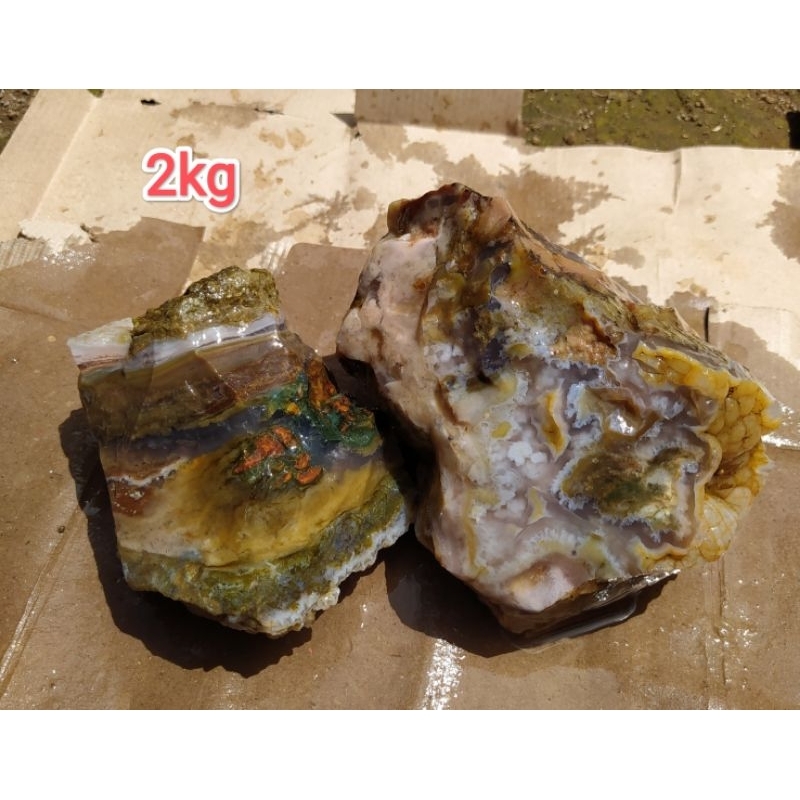 batu akik bahan bongkah posil batu garut pancawarna clasik bahan motif cristal tembus cahaya