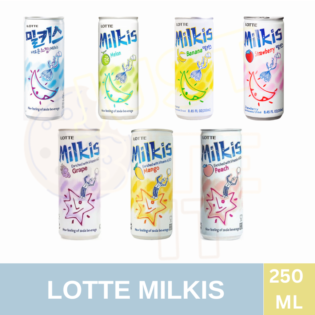 

LOTTE MILKIS SODA / MELON / BANANA / STRAWBERRY / GRAPE / MANGO / PEACH 250 ML