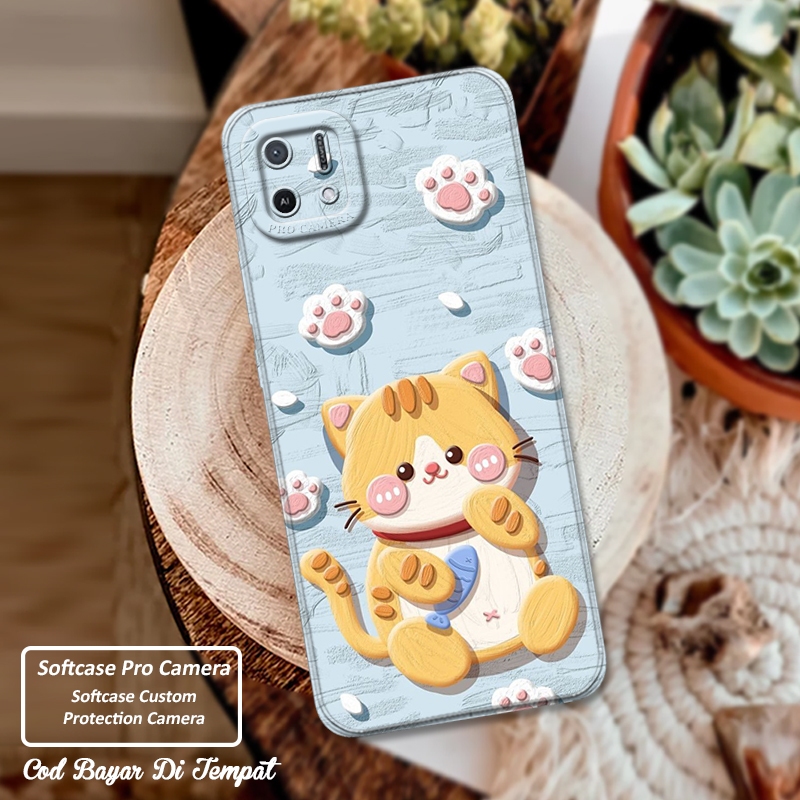 Softcase Pro Camera Case Hp OPPO A16E - A16K Fashion Softcase Case Meow Kelinci Cat Cartoon Terbaru 