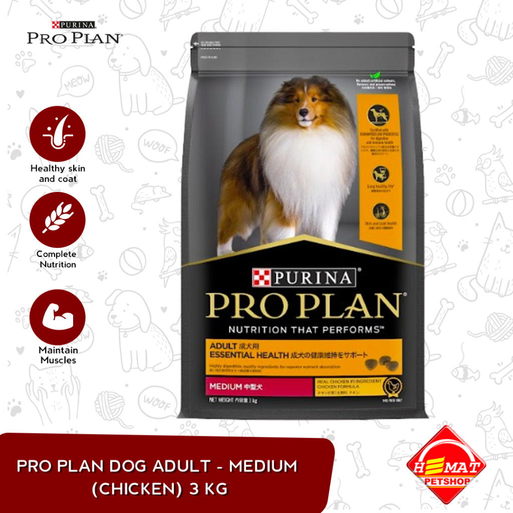 Pro Plan Medium Adult OptiLife 3 Kg Makanan Anjing Proplan 3 Kg
